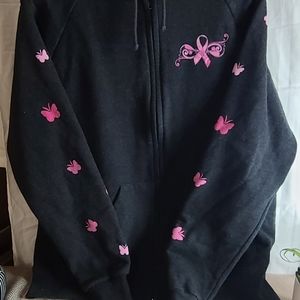 Breast cancer awareness zip up hoodie large dark gray, the breast cancer site